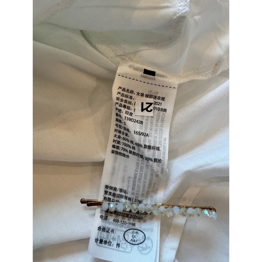 Abercrombie Fitch Emerson Poplin Mini Dress White S Bridal Shower Coquette NWT - Picture 12 of 16